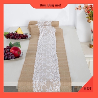 Dải trải bàn vải bố linen pha ren phong cách Retro Vintage thanh lịch trang trí đám cưới