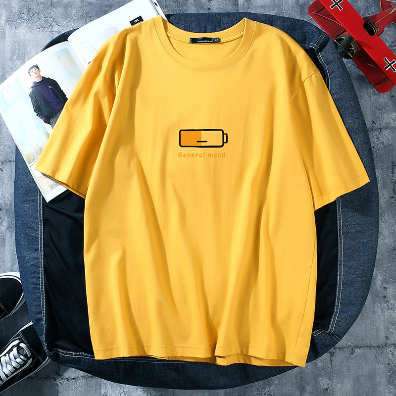 Áo Thun Nam Tay Ngắn In Hình Viên Pin Nhỏ Nhắn Độc Đáo M-8Xl