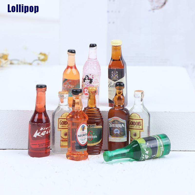 10 Mô hình chai rượu mini tỉ lệ 1/12 dùng để trang trí nhà búp bê