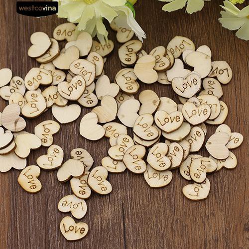 Set 100 Nút Gỗ Hình Trái Tim Xinh Xắn Dùng Để Trang Trí Đồ Thủ Công