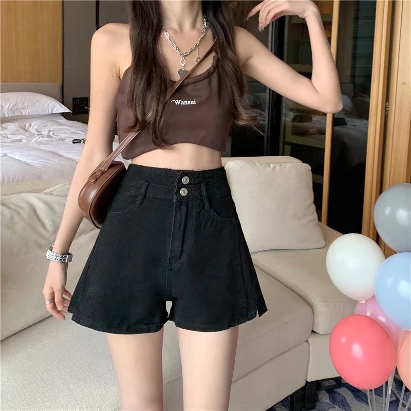 Quần Short Denim Lưng Cao Ống Rộng Thời Trang Mùa Hè Hàn Quốc Dành Cho Nữ
