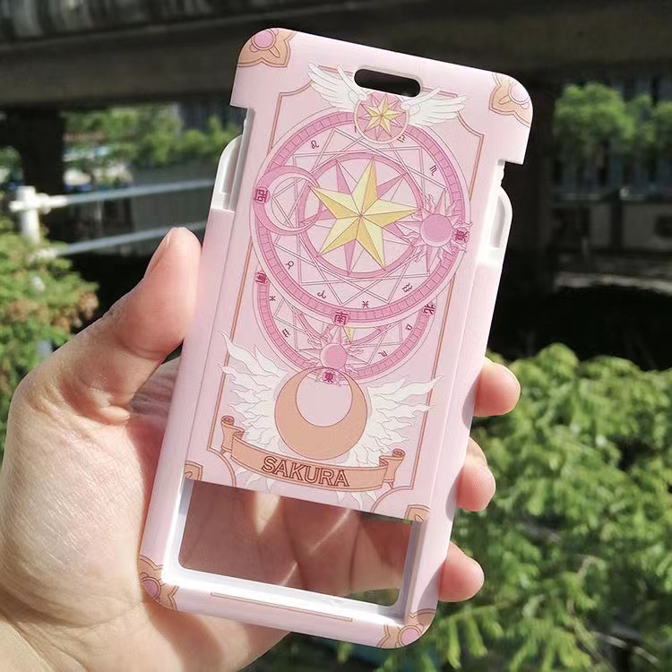 Túi Đựng Thẻ ID/Thẻ Họa Tiết Hoạt Hình Sakura Màu Hồng Dễ Thương Cho Học Sinh