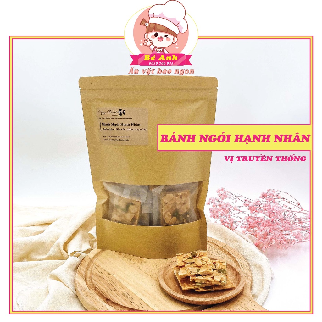 BÁNH NGÓI HẠNH NHÂN 3 VỊ - Bé Anh-Ăn vặt bao ngon - bánh quy cao cấp, thơm giòn, ăn kiêng, ăn vặt - 200GR
