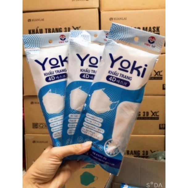 Khẩu Trang 4D Mask Yoki 4 Lớp (Hàng Công Ty) 1 Túi 6 Cái Loại KF94