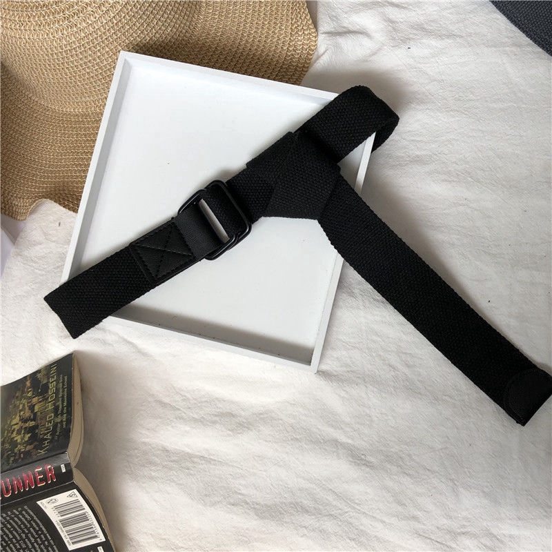 Thắt lưng vải canvas hai khóa thời trang Hàn Quốc cá tính