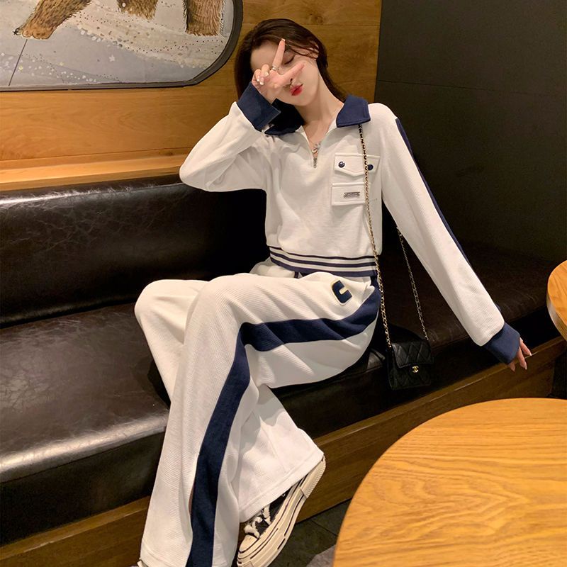 Bộ Đồ Thể Thao Hai Mảnh Dáng Rộng Thêu Họa Tiết Phong Cách Hàn Quốc Thời Trang Mùa Thu 2022 Dành Cho Bạn Nữ