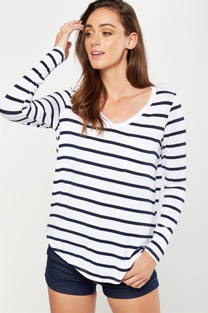 ÁO THUN CỔ V DÀI TAYhiệu COTTON ON