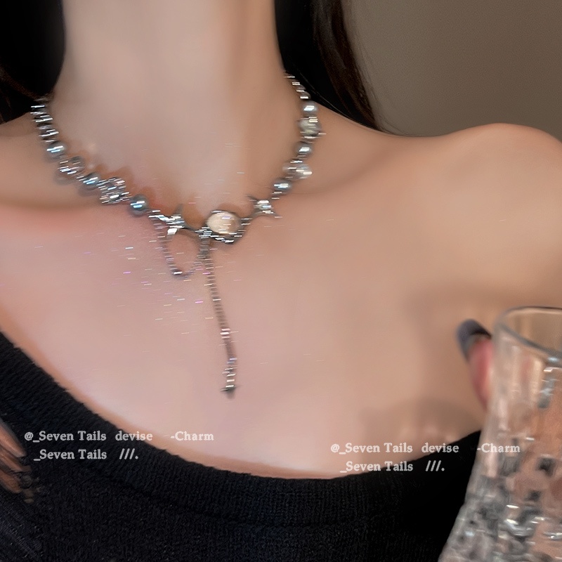 Vòng cổ Hình Mắt Mèo Đính Tua Rua Thời Trang Cao Cấp Phong Cách Hip Hop Hàn Quốc