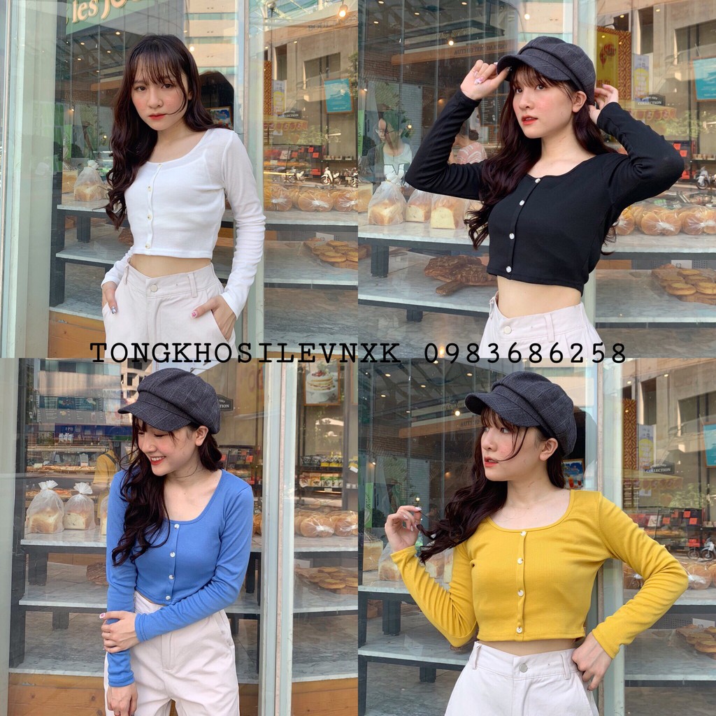 ÁO CROPTOP LEN TĂM CÚC DỌC DÀI TAY HOT