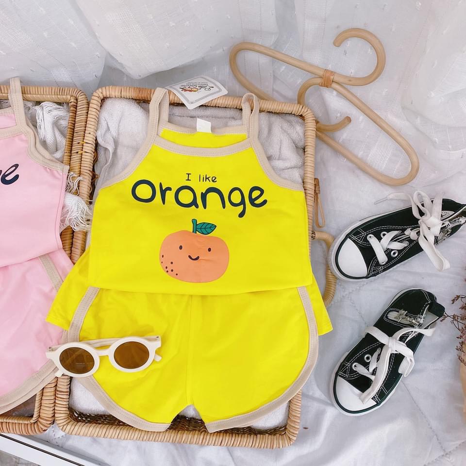 [MẪU MỚI] BỘ HAI DÂY QUẢ CAM CHẤT COTTON MỀM MÁT SIÊU ĐÁNG YÊU CHO BÉ 7-18KG. VIDEO THẬT. XƯỞNG MAY BIBO