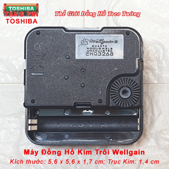 Máy Đồng Hồ WELLGAIN CAO CẤP KIM TRÔI – Tặng Pin TOSHIBA và Bộ KIM HOA VĂN - Bảo Hành 1 Năm