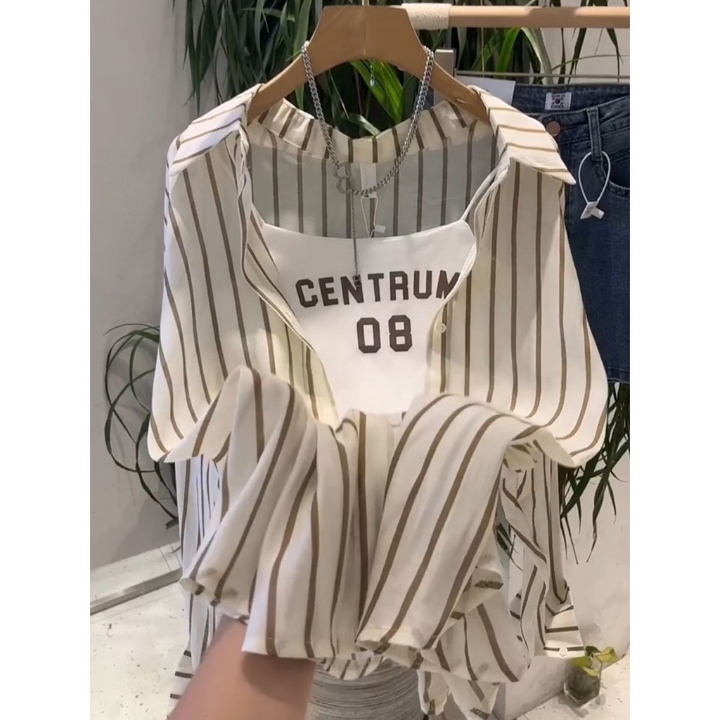 Áo Khoác Sơ Mi Tay Dài Họa Tiết Sọc Thời Trang Dành Cho Nữ