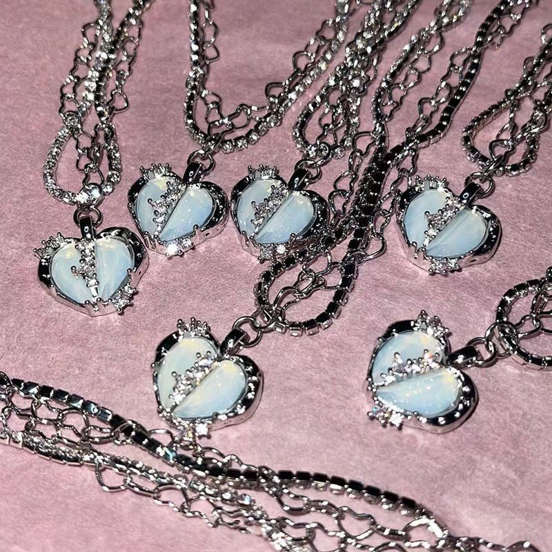 Vòng cổ Nhiều Lớp Mặt Trái Tim Đính Đá Zircon Thời Trang Cho Nữ