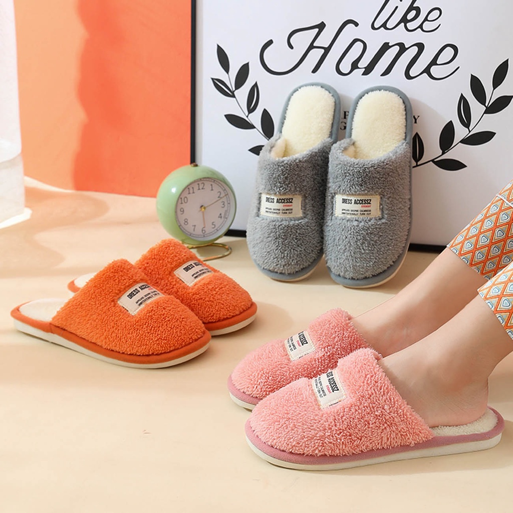 Dép JUJIAJIA bằng nhung ấm áp thoáng khí chống trượt thiết kế đàn hồi