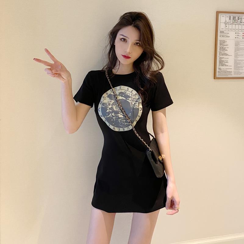 BH Đầm Lửng Tay Ngắn In Họa Tiết Độc Đáo Thời Trang Cho Nữ