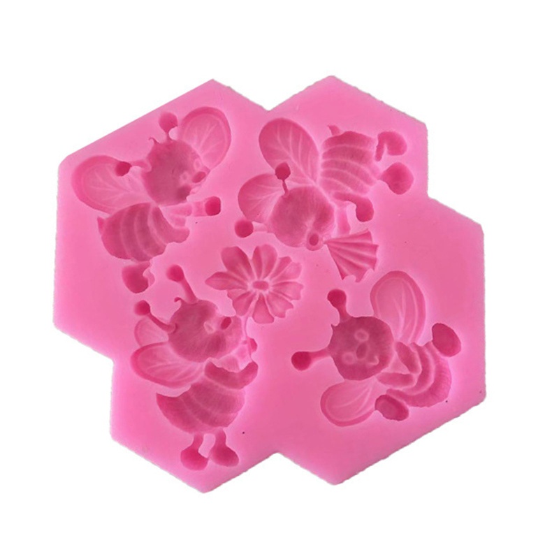 Khuôn Silicone 4 Lỗ Làm Bánh Hình Ong Tiện Dụng