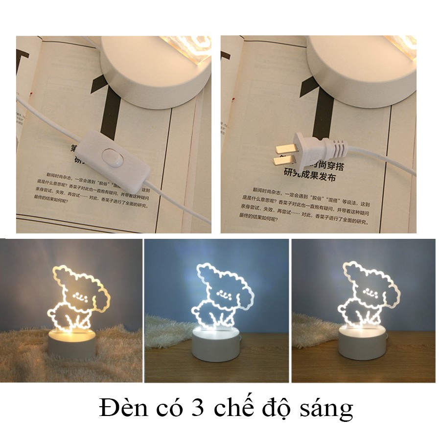Đèn ngủ 3d trang trí decor phòng ngủ, thích hợp làm quà tặng sinh nhật tình yêu