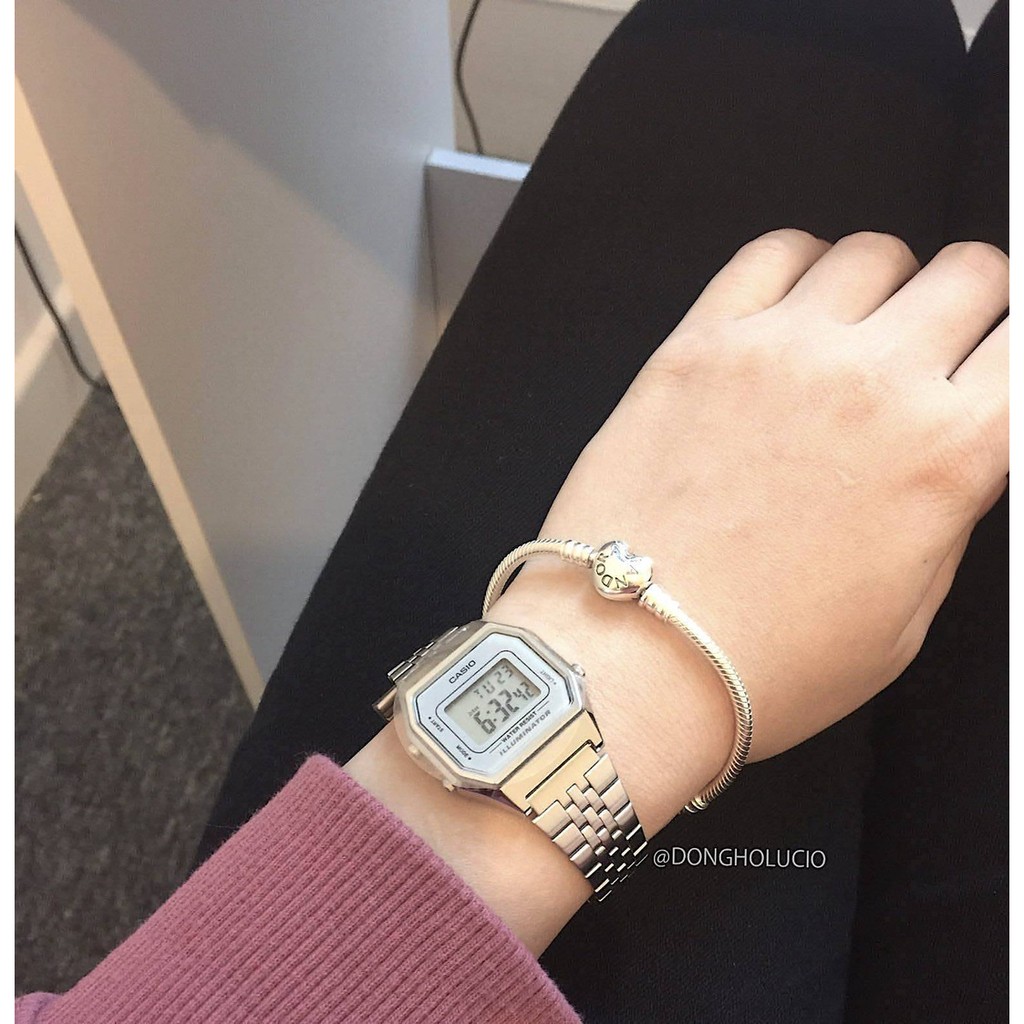 Đồng Hồ Nữ Casio LA680WA-7DF, đồng hồ chính hãng, bạc mặt bạc