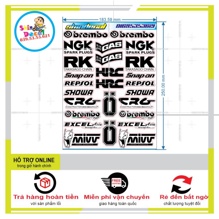 LOGO STICKER IN DECAL TRONG SUỐT (KO DÁN XE NỀN ĐEN, TỐI) - SHINDECAL2