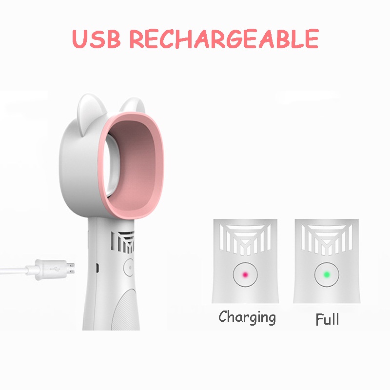 Quạt Làm Mát Mini Cầm Tay Không Cánh Hình Mèo Dễ Thương 2000mAh Không Gây Tiếng Ồn 8H