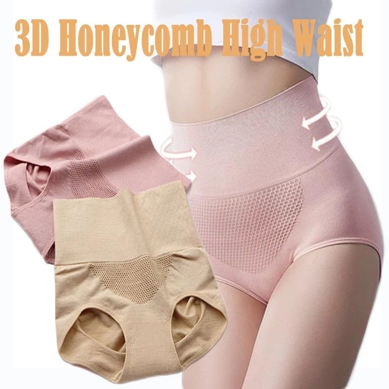 Quần Lót Cotton Lưng Cao Họa Tiết Tổ Ong 3D Thoáng Khí Ấm Áp Phong Cách Nhật Bản Cho Nữ