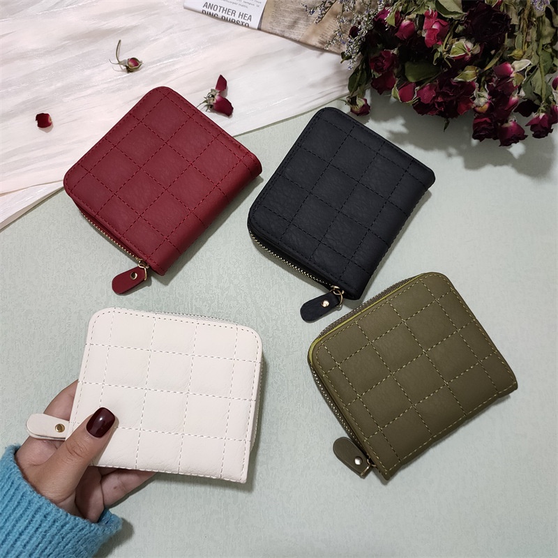 Ví Ngắn Đa Năng Thiết Kế 3 Ngăn Phong Cách Retro Cho Nữ