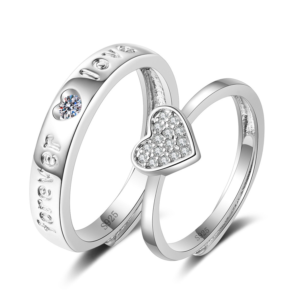 Nhẫn cặp bạc s925 nhẫn kim cương cặp quà tặng kỷ niệm sinh nhật
