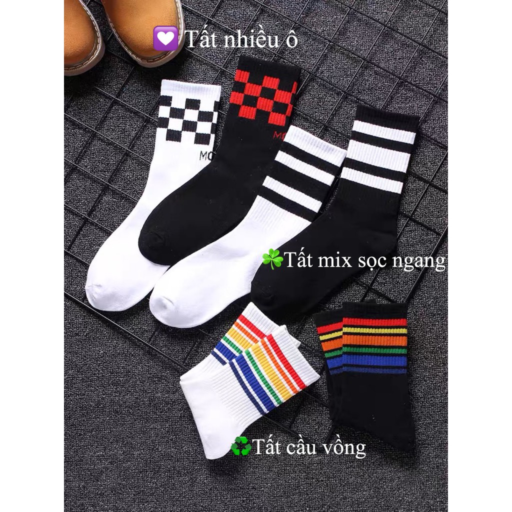 [Mã FAMAYMA giảm 10K đơn 50K] TẤT CỔ CAO Nam Unisex Offwhite cá mập lửa - Vớ Nam họa tiết cá tính phong cách