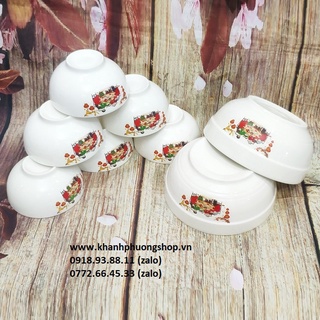 Bộ tô chén sứ trắng in hoạ tiết - bộ chén tô sứ trắng
