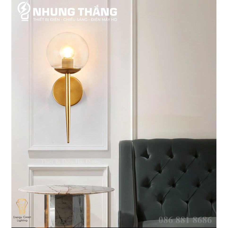 Đèn Treo Tường Mặt Trăng 6017 Thân Vàng - Kiểu Dáng Sang Trọng - Tặng kèm Bóng Led -Energy Green Lighting-Bảo Hành 1 Năm