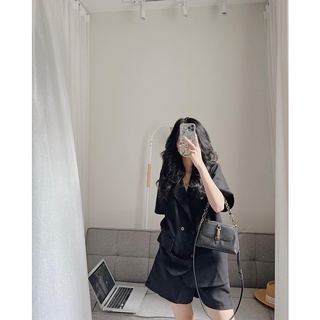 Set blazer cộc tay 4 khuy kèm quần Samhyewear Thời Trang Nữ