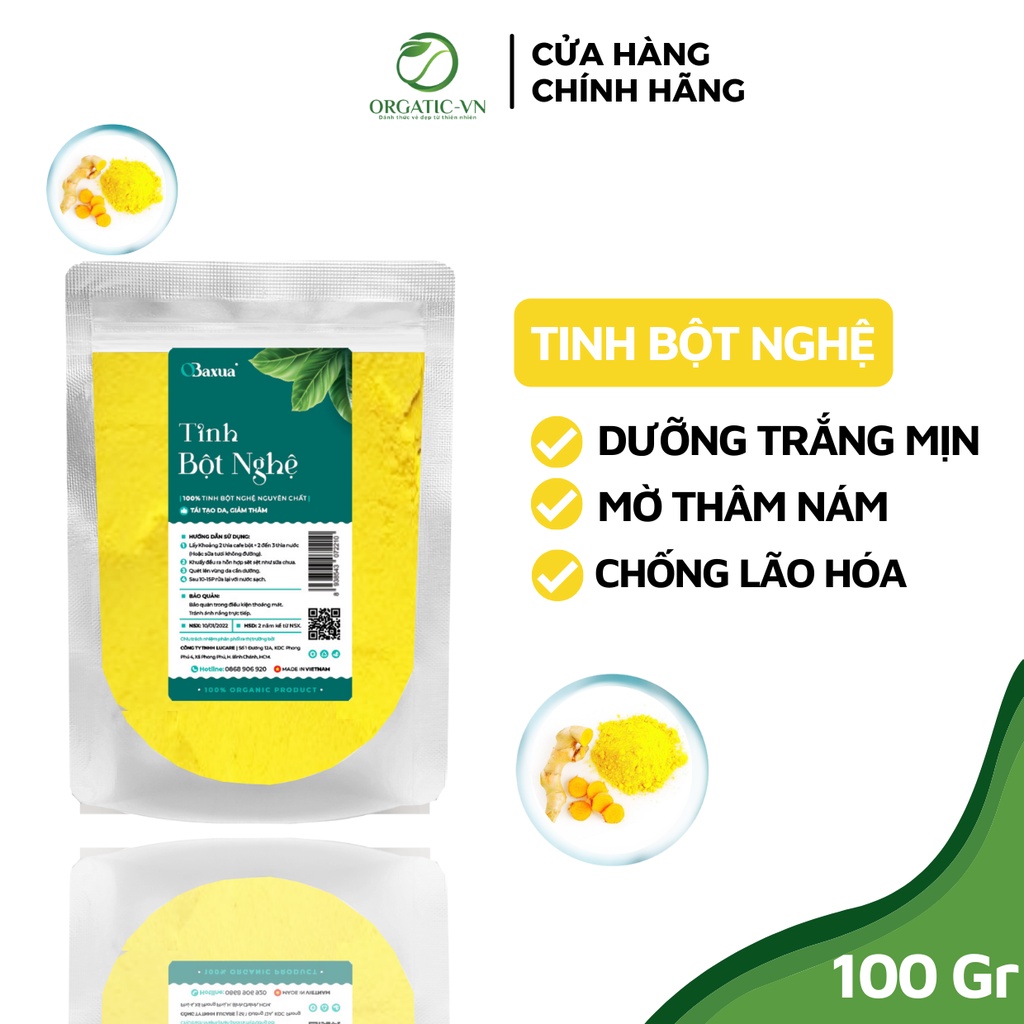 350GR Tinh bột nghệ vàng nguyên chất Organic - Handmade - B1.007