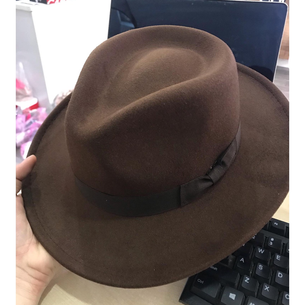 Mũ Phớt Nam Trung Niên Cao Cấp Chất Liệu 100% Nỉ FN30 - Nón Fedora Chóp Cổ Điển 6.5Cm