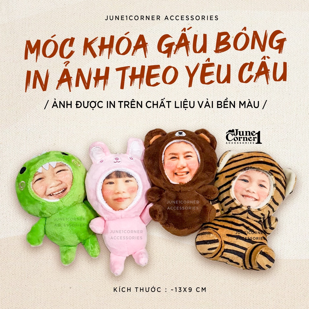 GẤU BÔNG IN ẢNH TRÊN VẢI THEO YÊU CẦU ( MÓC KHÓA GẤU BÔNG ) - MIỄN PHÍ ĐÓNG GÓI QUÀ TẶNG