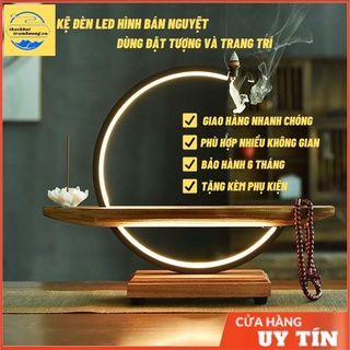 Kệ đèn Led hình bán nguyệt dùng đặt tượng và trang trí, thác khói trầm hương đèn Led~ Đèn Hào Quang