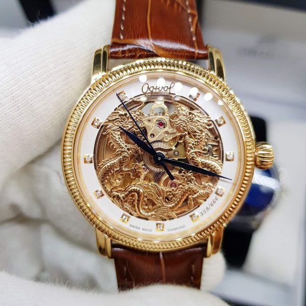 Đồng hồ Tuấn Hưng dòng cơ nam chính hãng Ogival OG358.652AGR-GL Song Long  Chầu Nguyệt giá cạnh tranh