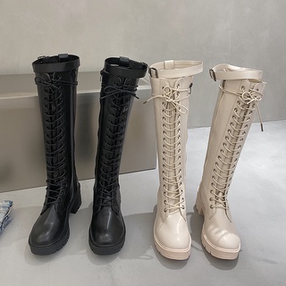 Boot da nữ cao cổ đế 6cm kèm đai