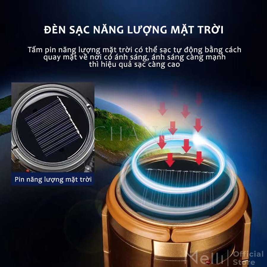 Đèn Pin Năng Lượng Mặt Trời 3 trong 1 - Quạt Tích Điện, Sạc Dự Phòng Và Quạt - Tiện Lợi