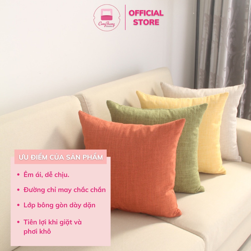 Gối tựa lưng vải gai, gối tựa sofa, gối tựa vuông - 45cmx45cm