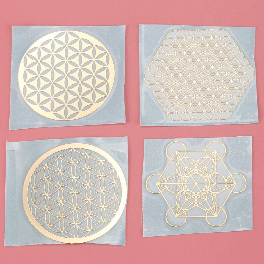 Set 4 Miếng Dán Kim Loại Trang Trí Hình Hoa Xinh Xắn