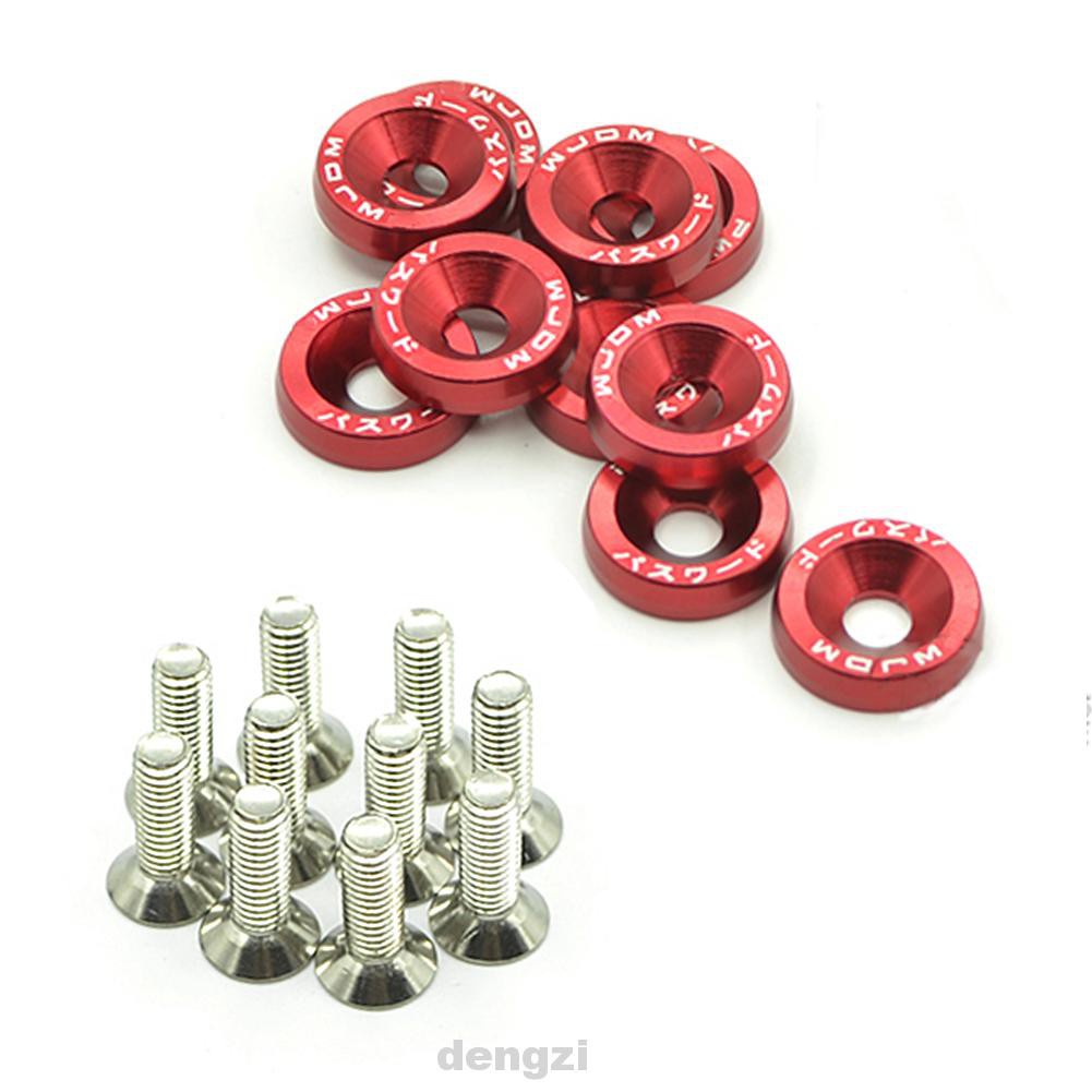 10× Anodized Aluminum Washers & Bolts Engine Auto Accessories