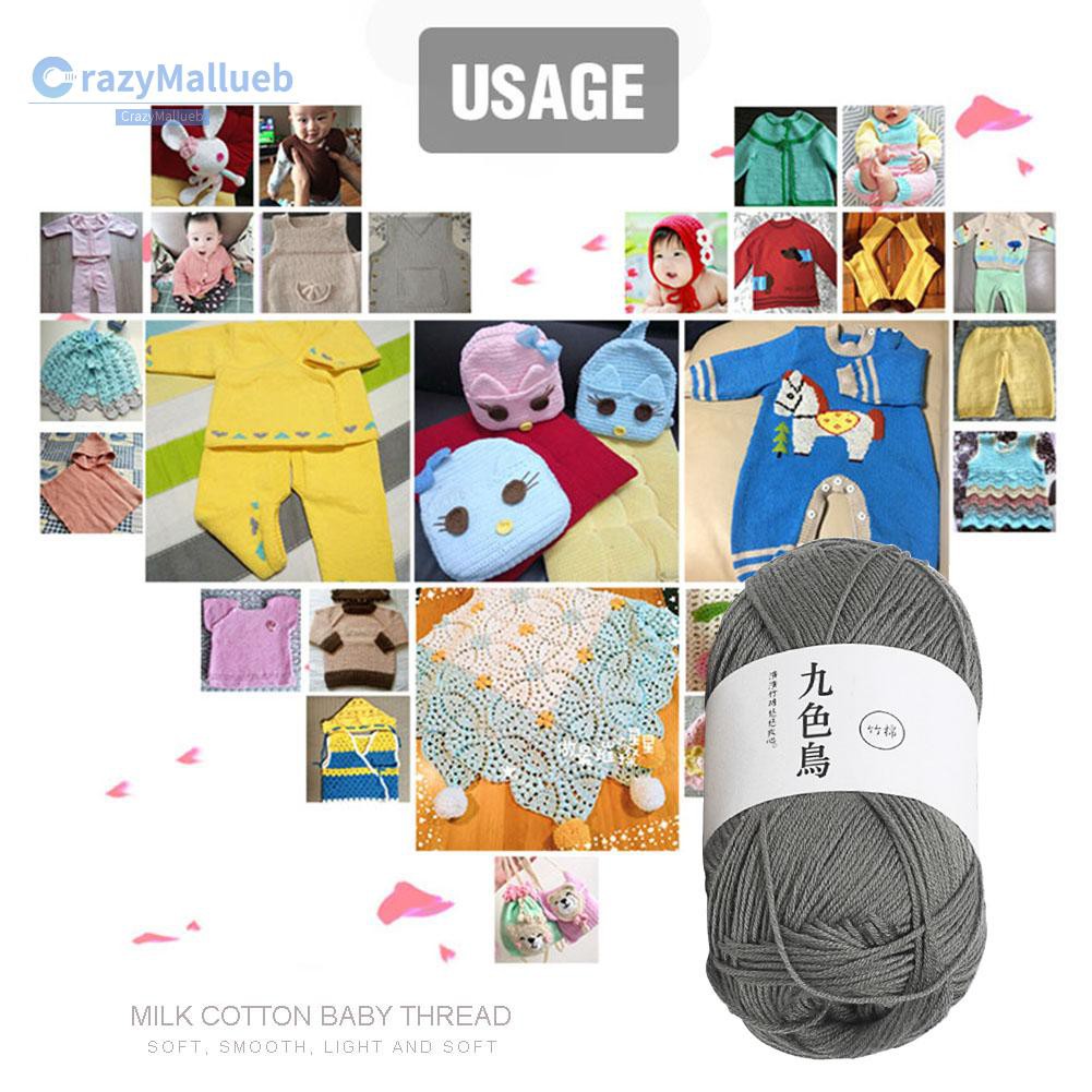 Cuộn len cotton 6 sợi dùng cho thêu đan DIY khăn choàng/áo sweater/mũ cho em bé