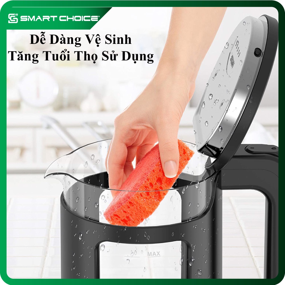 Ấm Siêu Tốc SMARTCHOICE 1.7L, Ấm Đun Nước Inox 304 - Bảo Hành 12 Tháng SCG-K001