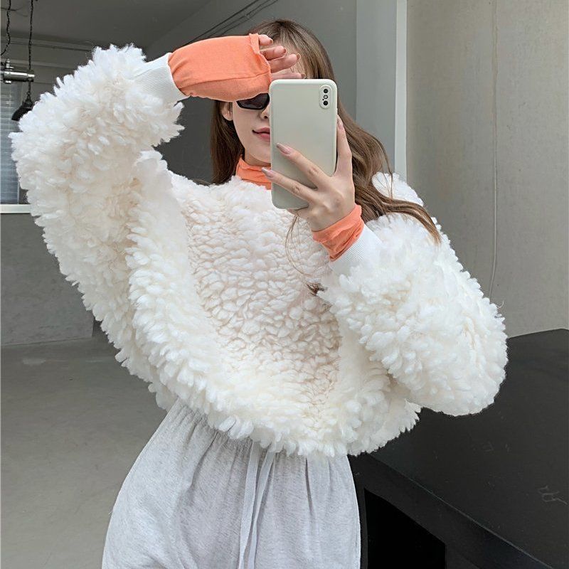 Áo Sweater Lông Cừu Dày Dặn Dáng Rộng Phong Cách Thời Trang Hàn Quốc
