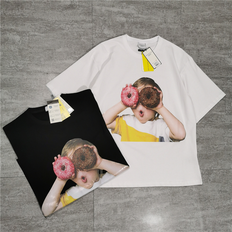 Áo thun ADLV in họa tiết bánh donut dễ thương phong cách Hàn Quốc cho nam nữ