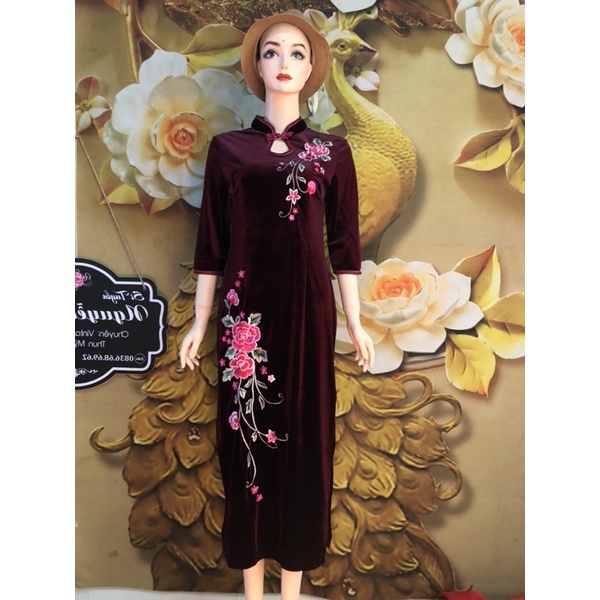 Sườn xám nhung thêu sp
