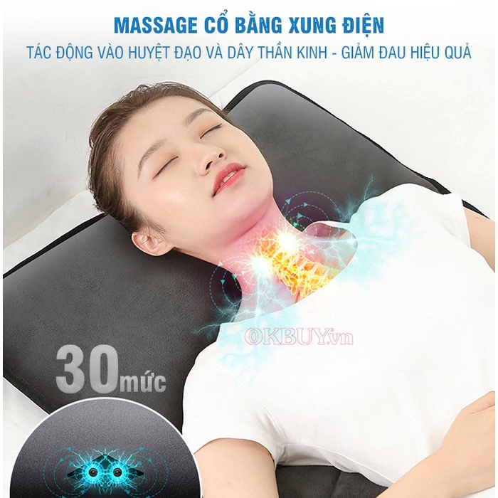 Nệm massage toàn thân rung và nhiệt nóng YIJIA YJ-306J - 9 kiểu rung, xung điện cổ