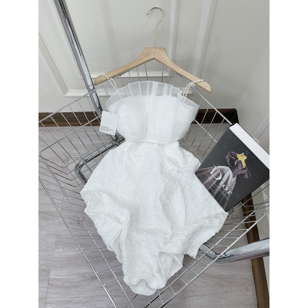 Váy 2 dây gấm hoa dệt nổi đầm 2 dây dự tiệc sexy DN473