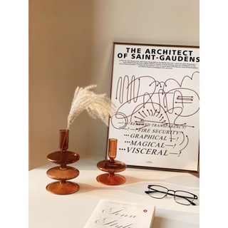 Chân nến thủy tinh nâu art [Mici Decor] trang trí, chụp ảnh