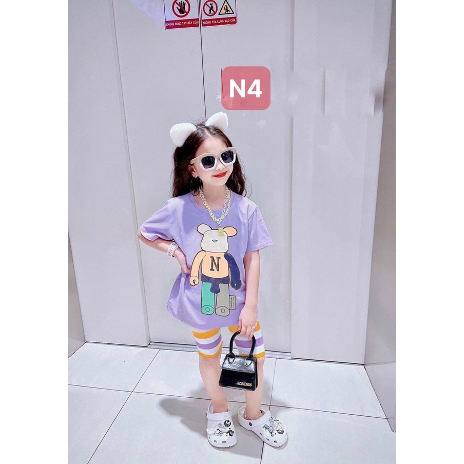 [Big size 20-40kg] Bộ cộc tay bé gái/ bộ cộc bé gái mùa hè chất cotton mát siêu cute cho bé size 10-40kg.